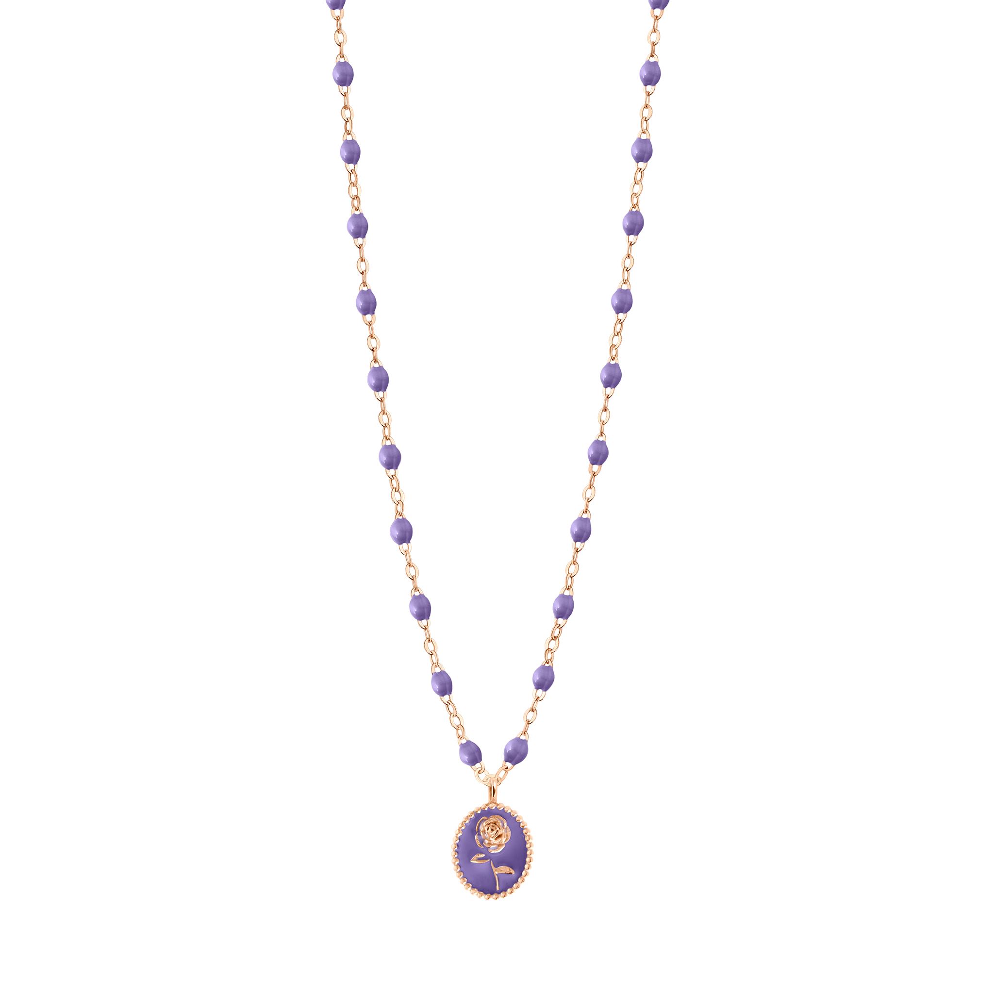 collier rose mauve, or rose, 42 cm