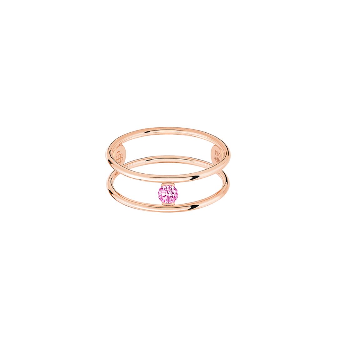 bague hula hoop saphir rose, or rose, t55