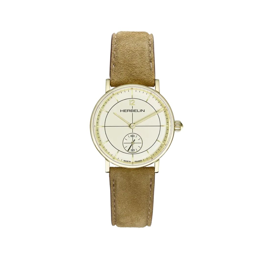 montre inspiration, doré & suédé