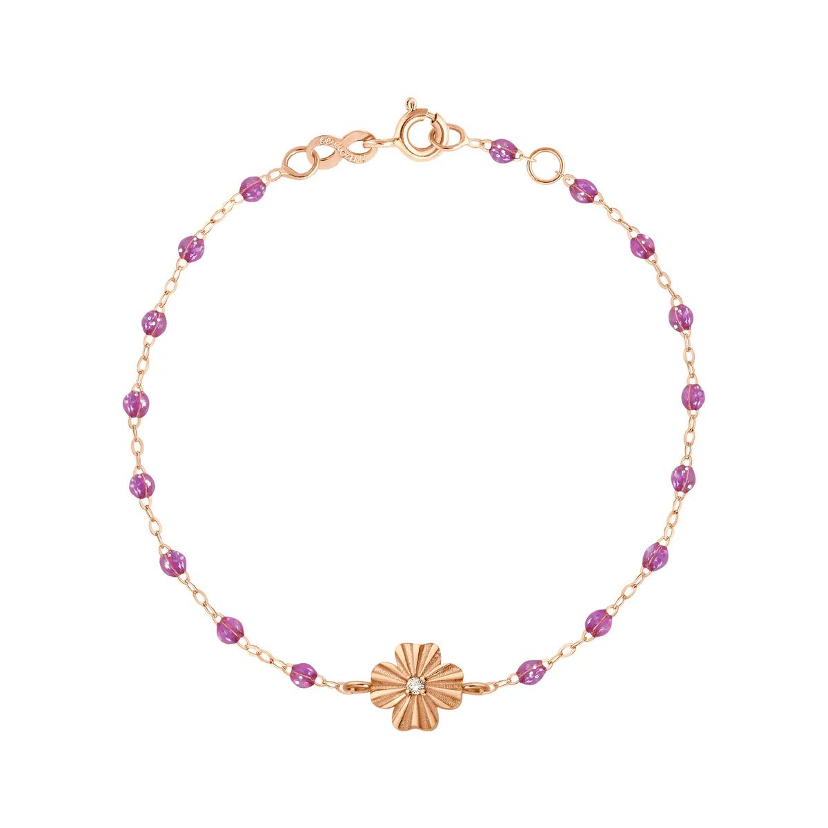 bracelet galaxy trèfle lumière, diamant, or rose, 17 cm