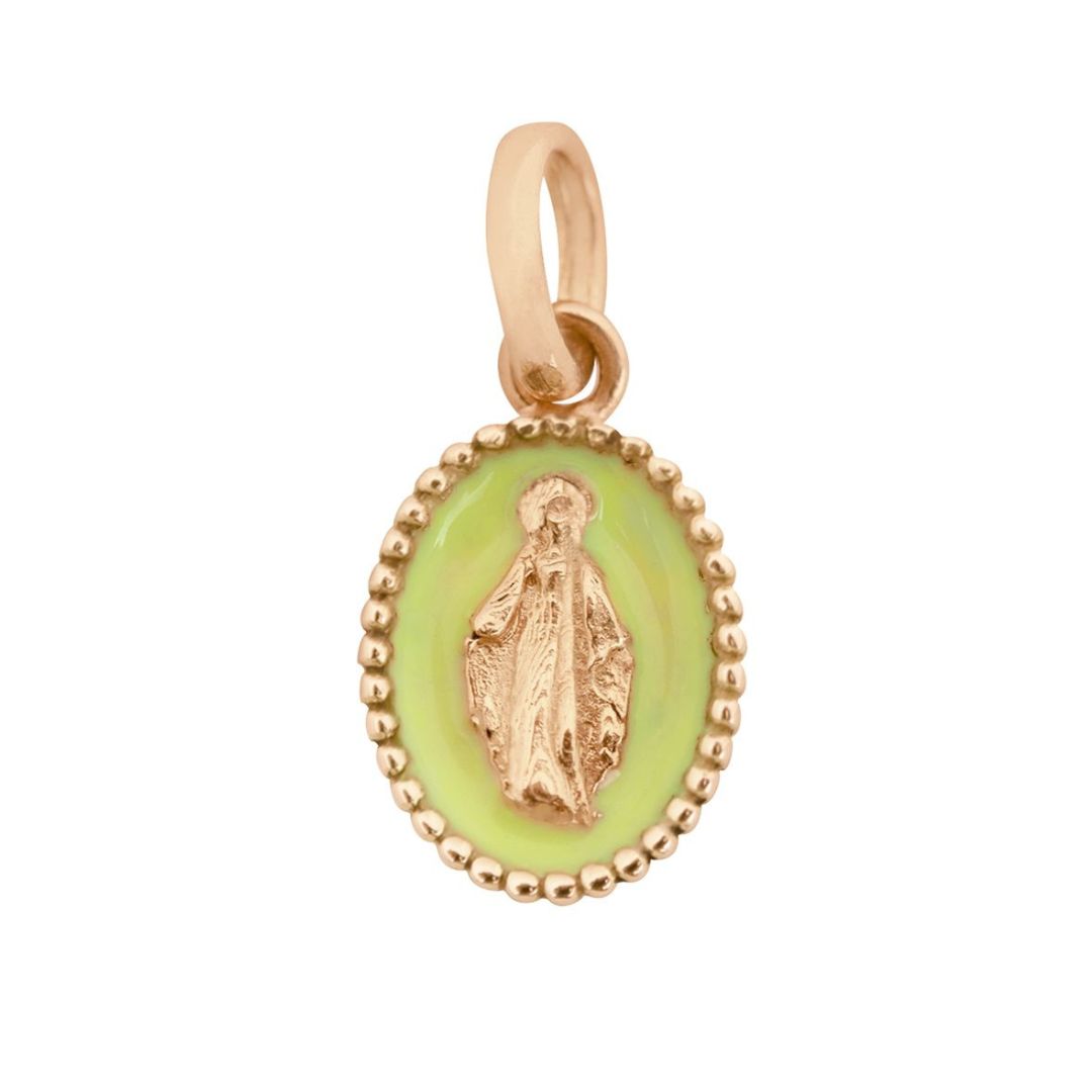 pendentif jaune fluo madone, or rose