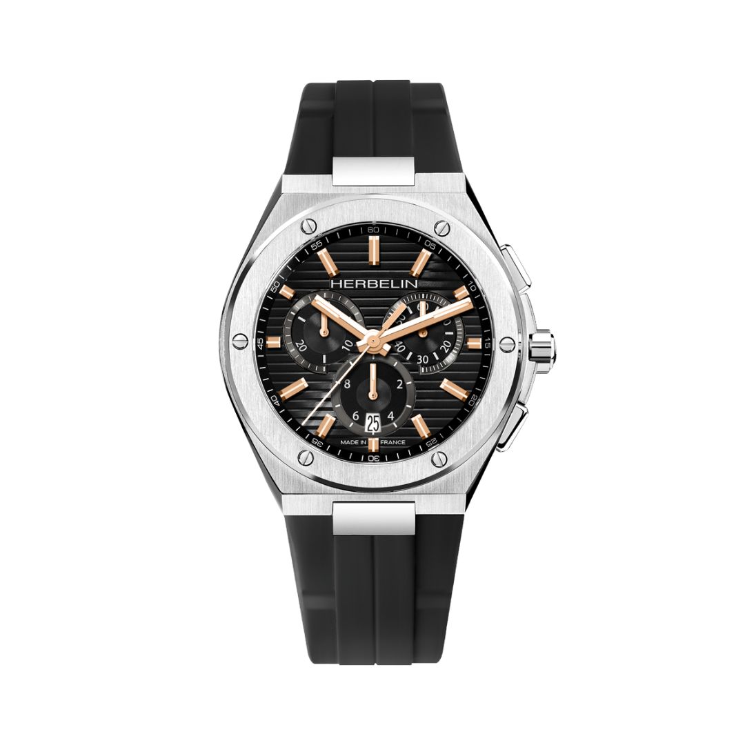 montre chronographe cap camarat, acier & fkm noir