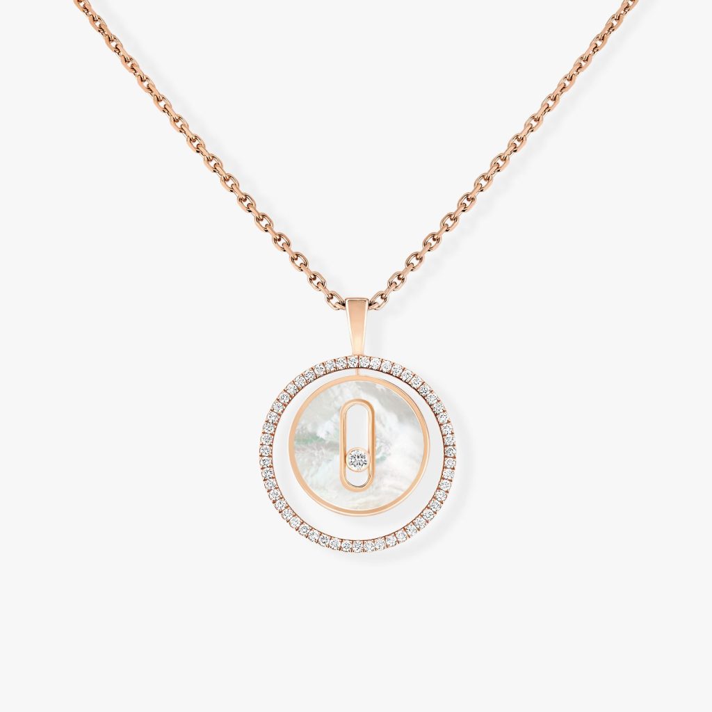 collier lucky move pm nacre blanche, or rose