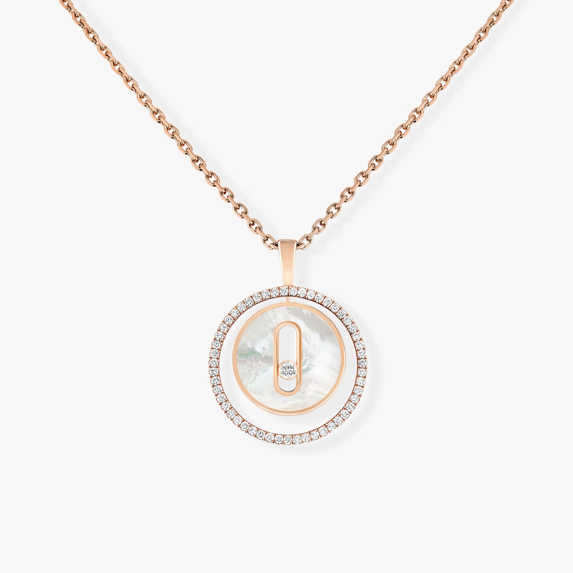 collier lucky move pm nacre blanche, or rose