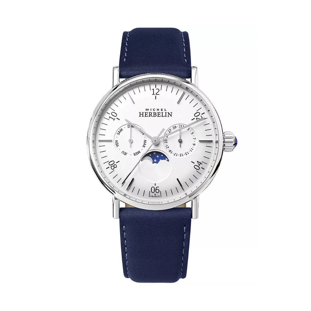 montre inspiration, phase de lune, bleu