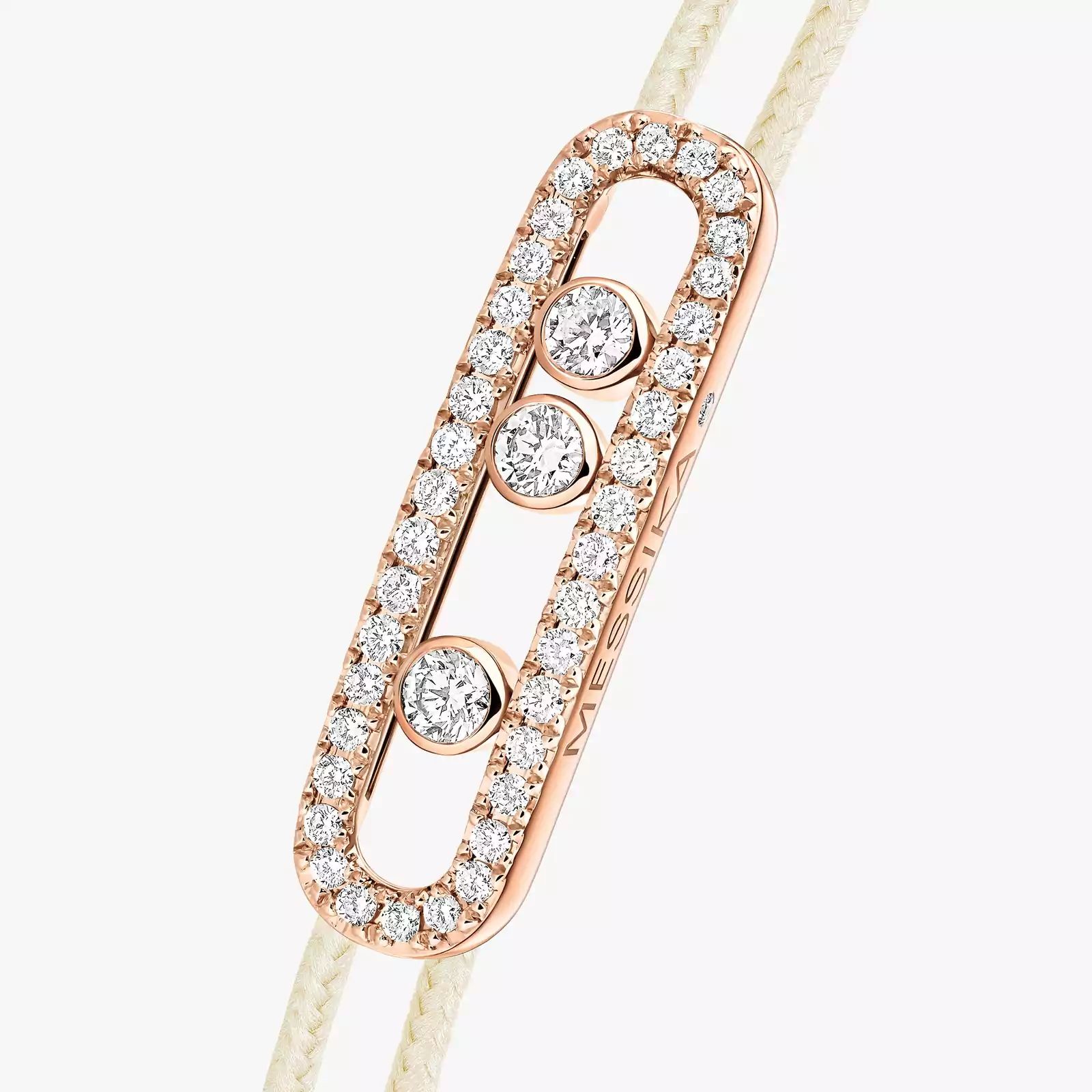 bracelet care(s) pavé cordon crème, or rose