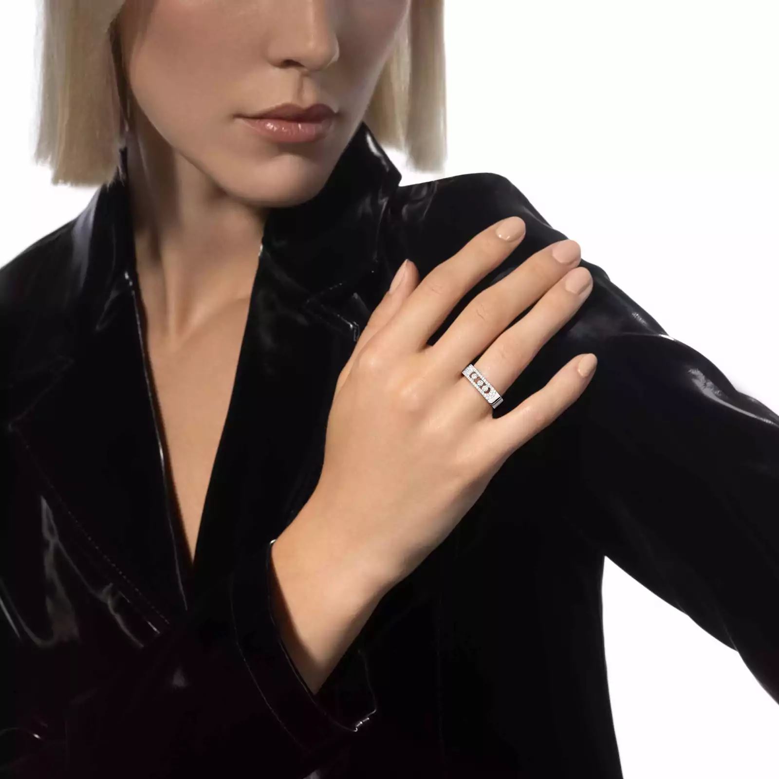 bague move noa pavée, or blanc, t 53