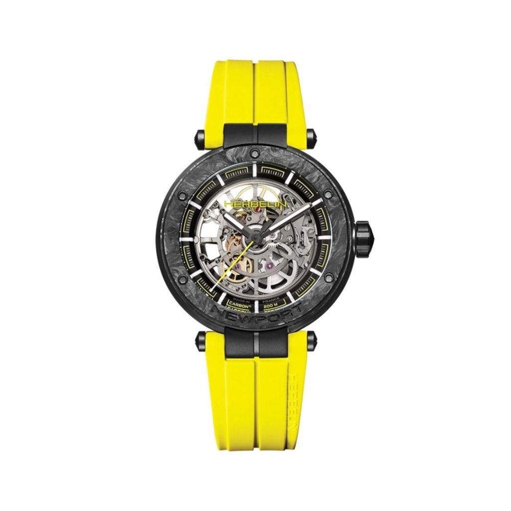 montre newport carbone, titane, noir & jaune