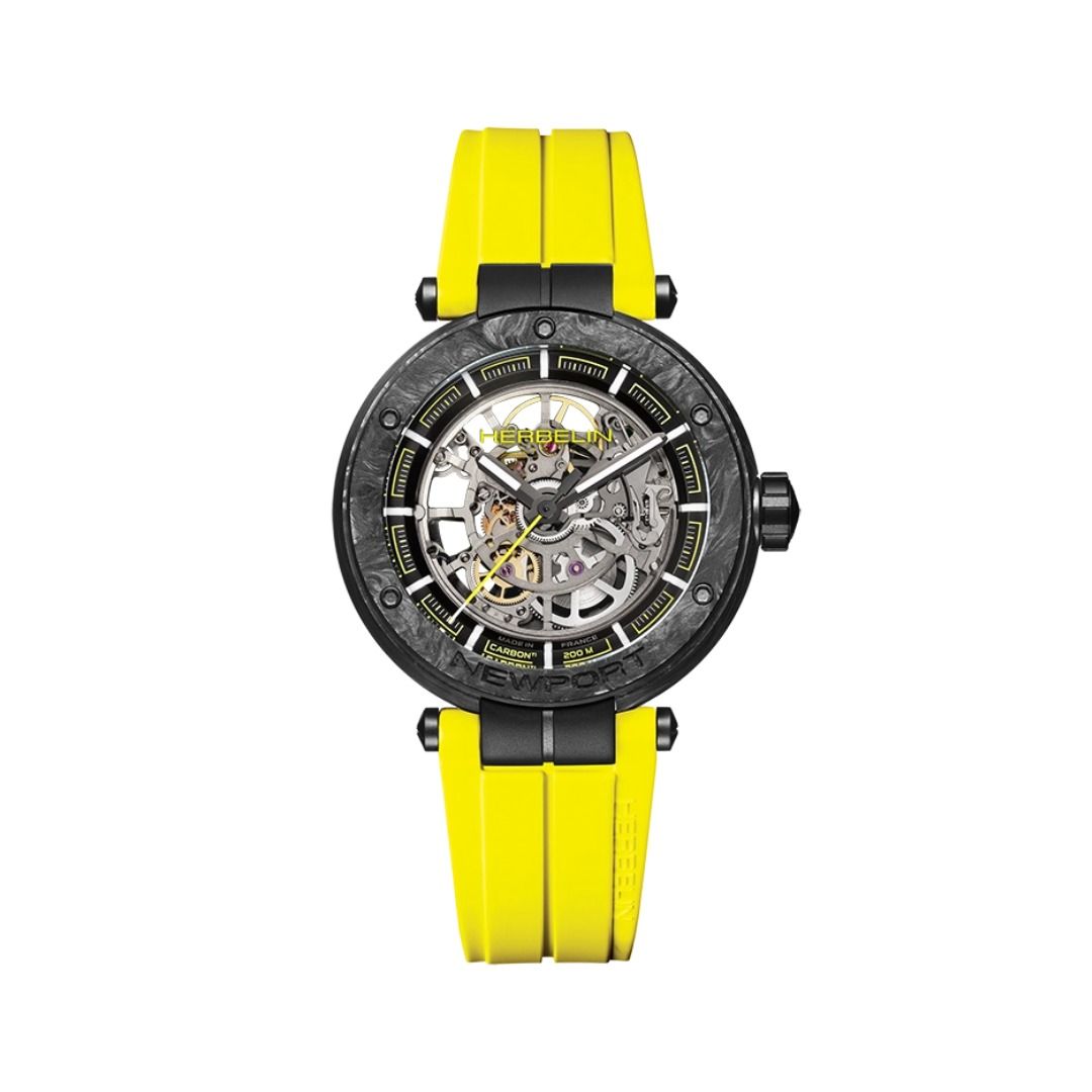 montre newport carbone, titane, noir & jaune