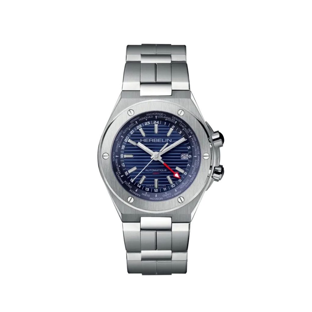 montre cap camarat gmt, acier & bleu
