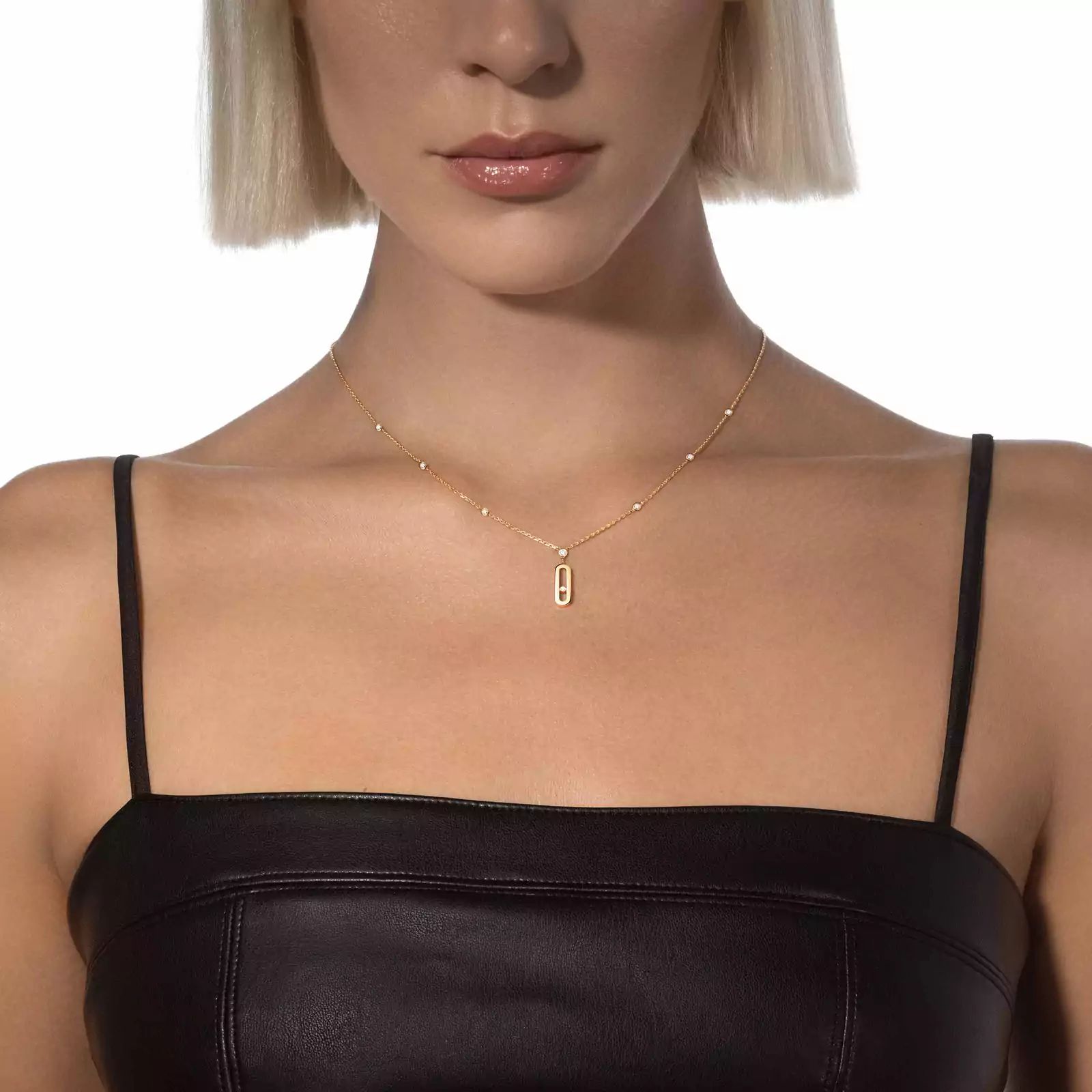 collier long move uno, or jaune