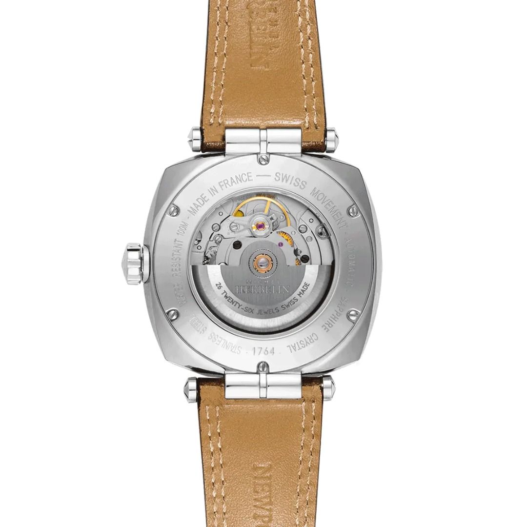 montre newport hÉritage, acier & cuir brun