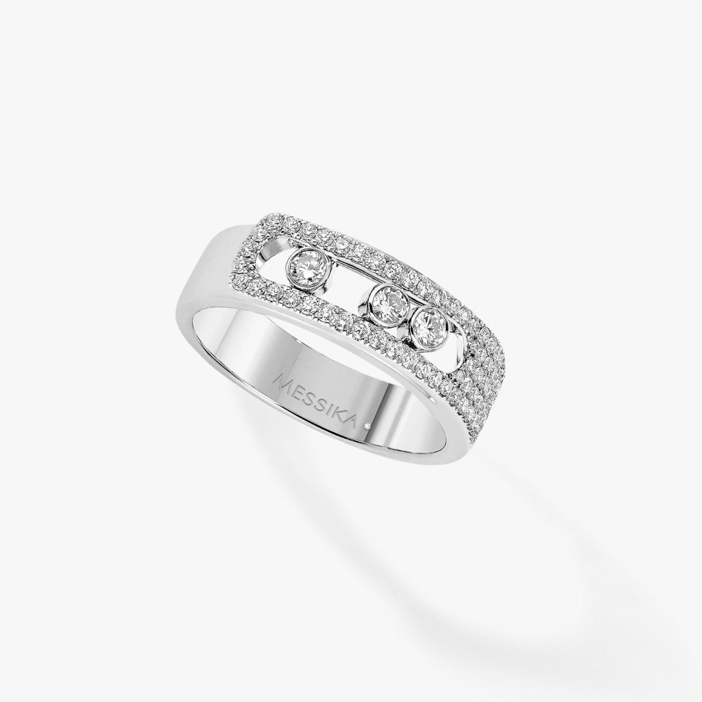 bague move noa pavée, or blanc, t 53
