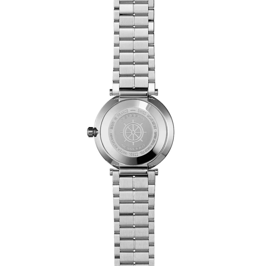 montre newport slim, acier & nacre blanche