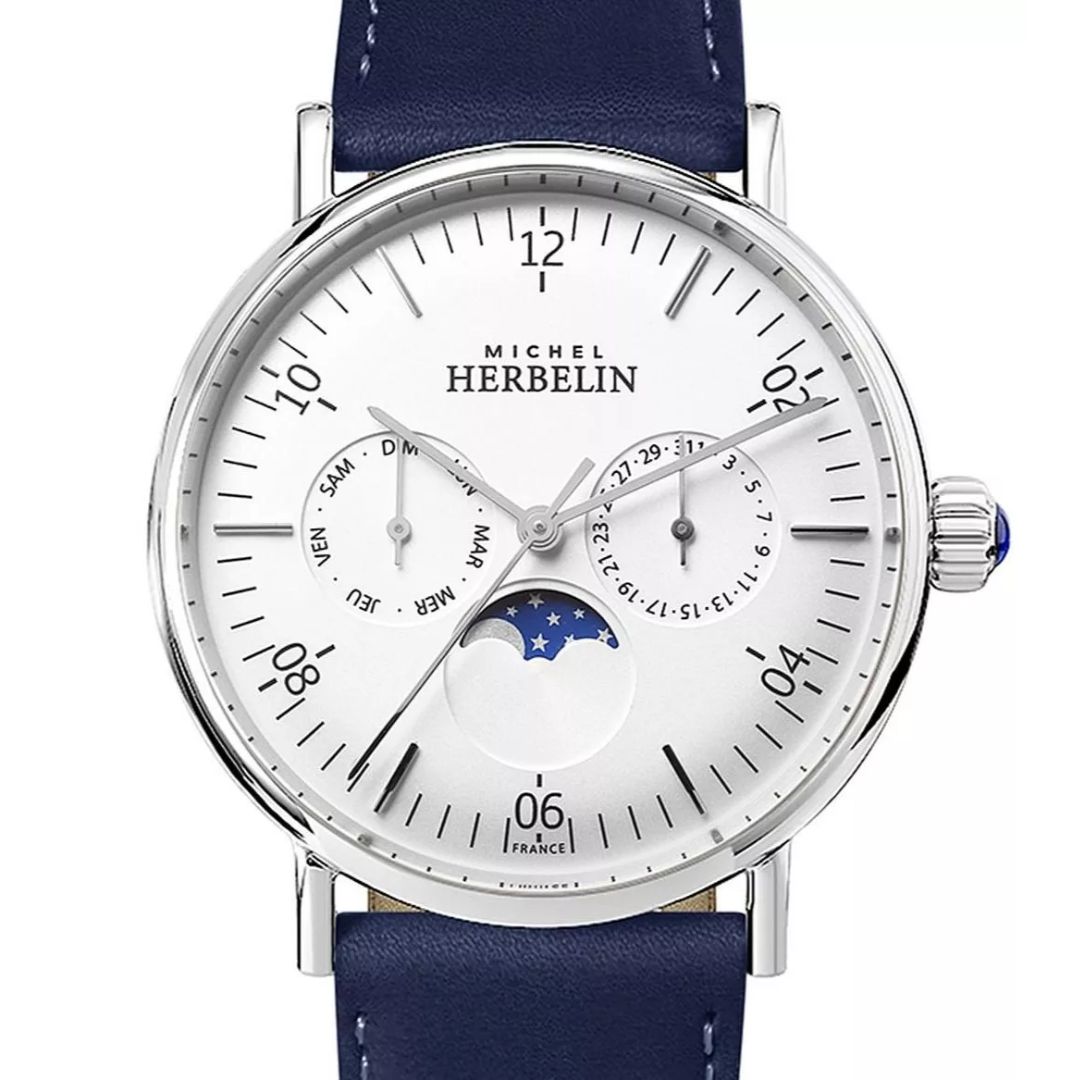 montre inspiration, phase de lune, bleu