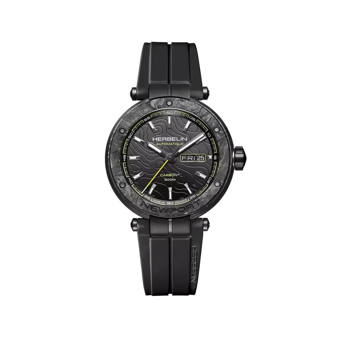 montre newport carbone, titane, noir