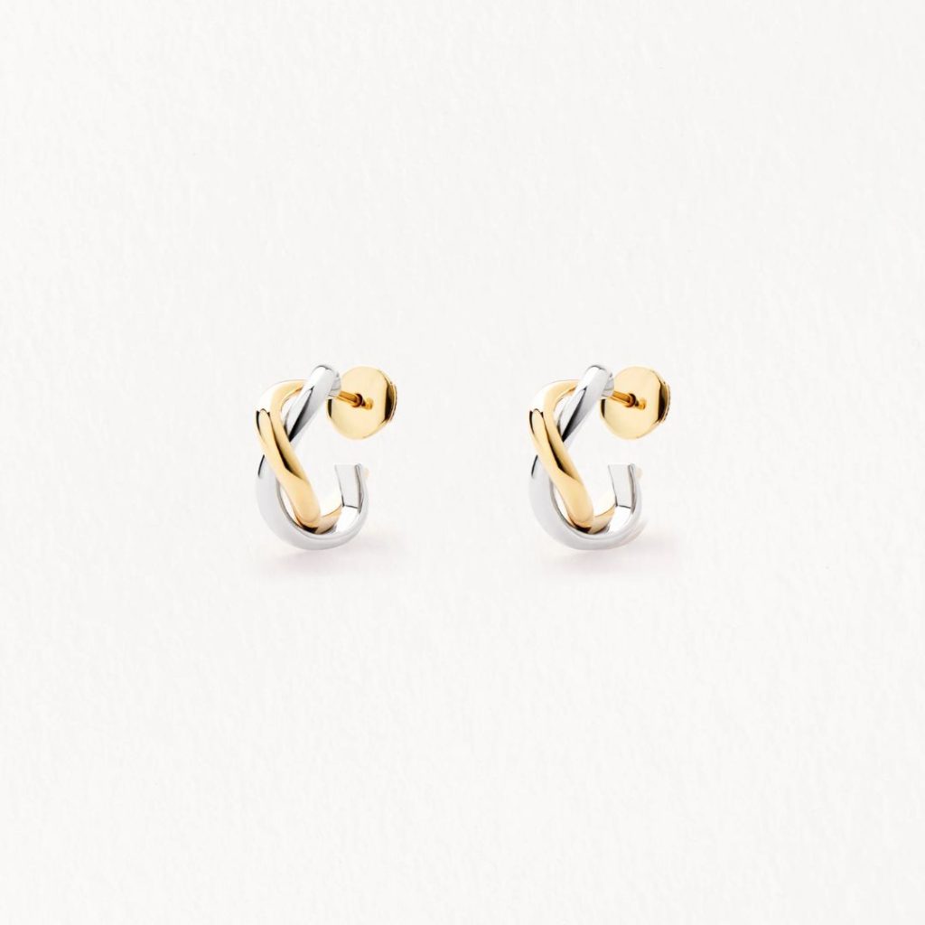 créoles tresse, or jaune et or blanc