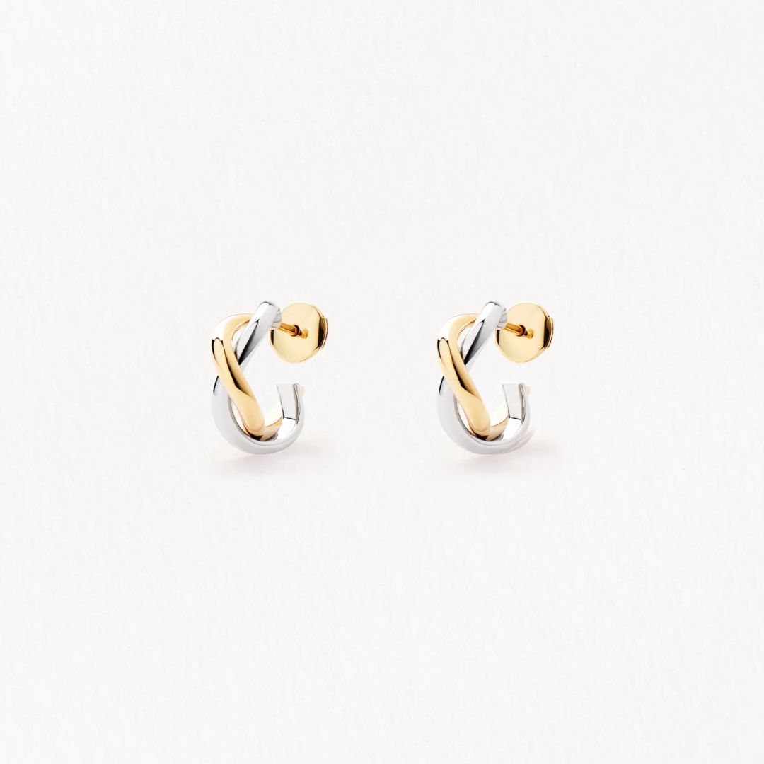 créoles tresse, or jaune et or blanc