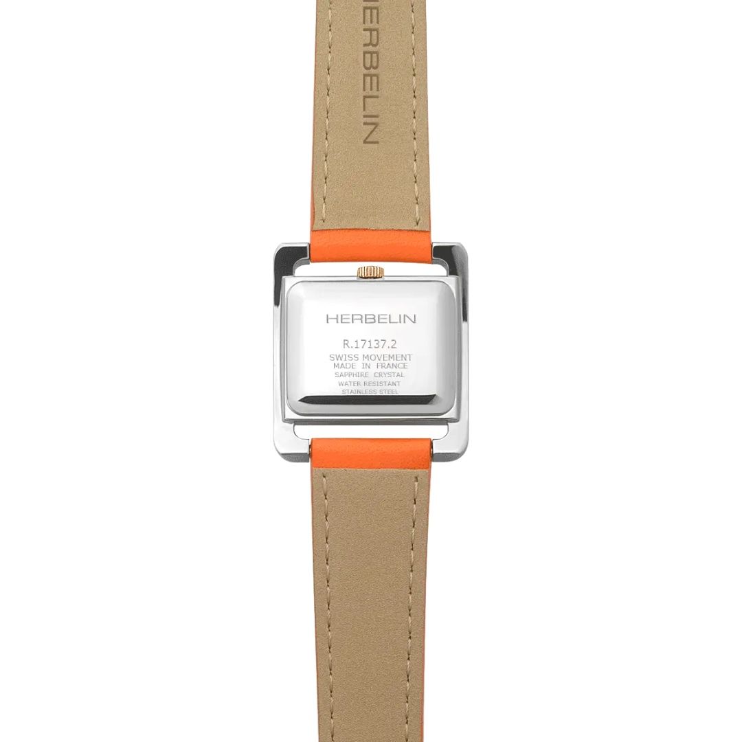 montre v avenue, acier & orange