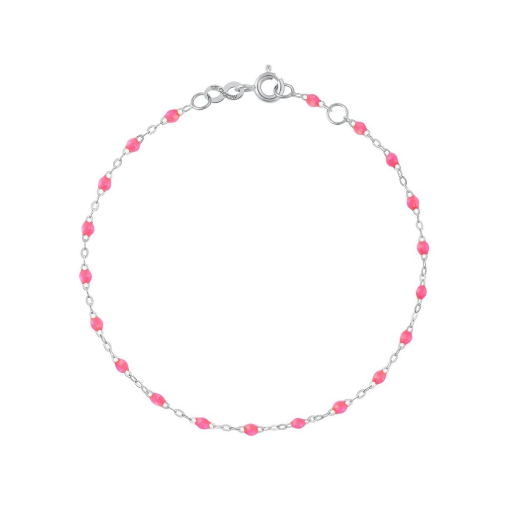bracelet rose fluo classique gigi, or blanc, 17 cm