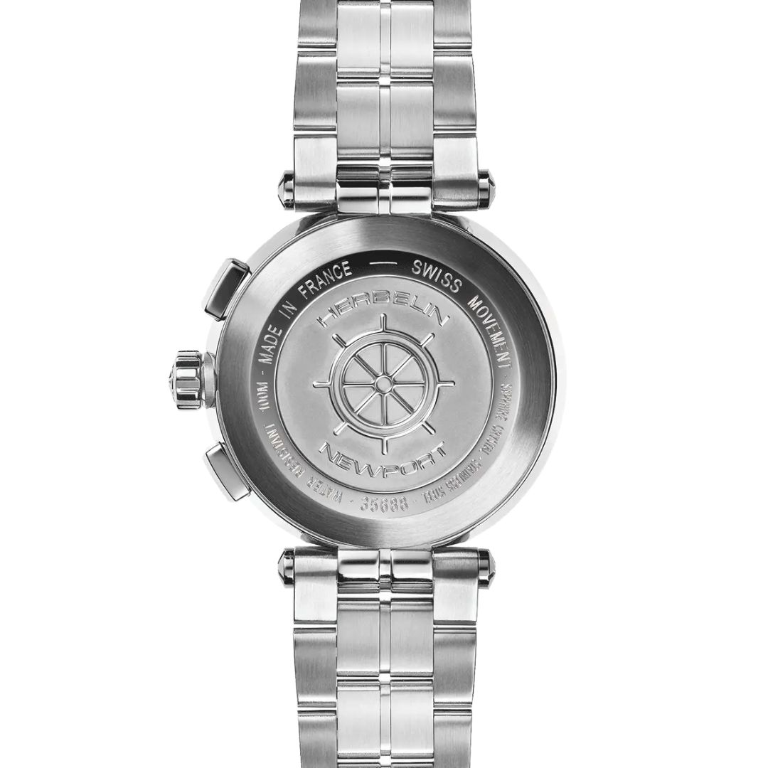 montre chronographe newport, acier & nacre