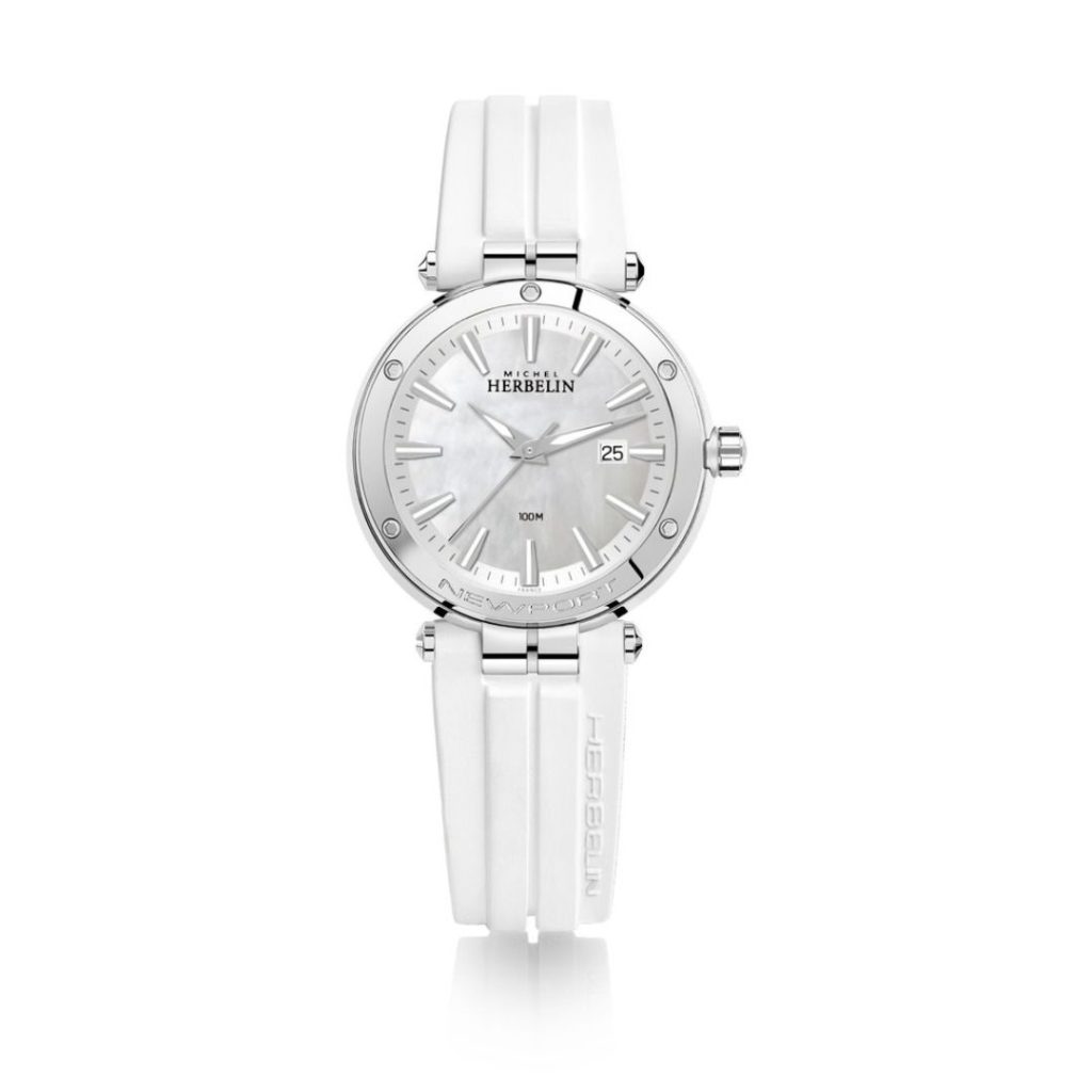 montre newport blanche, acier & nacre