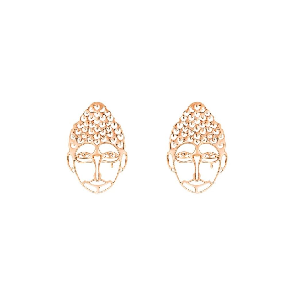 puces d'oreilles buddha, or rose