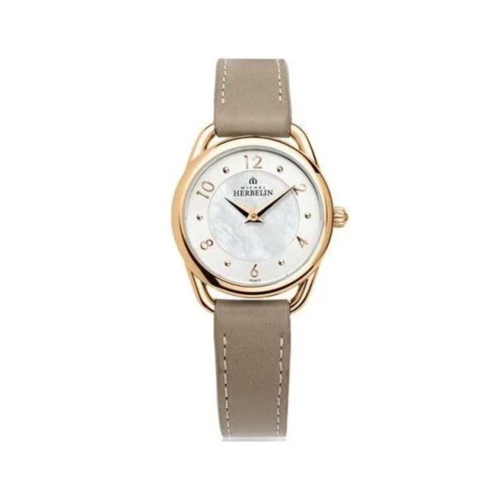montre equinoxe, beige & doré