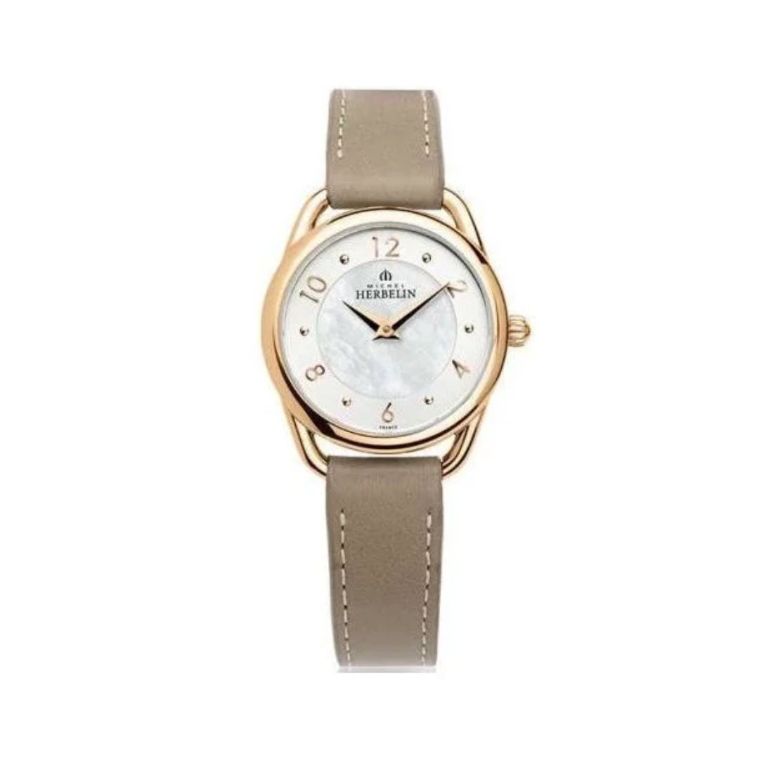montre equinoxe, beige & doré