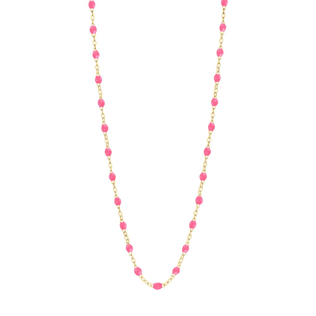 collier rose fluo classique gigi, or jaune, 45 cm