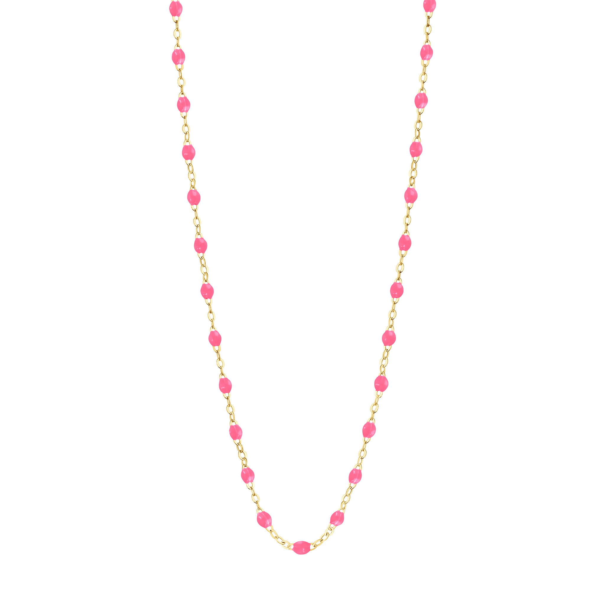 collier rose fluo classique gigi, or jaune, 45 cm