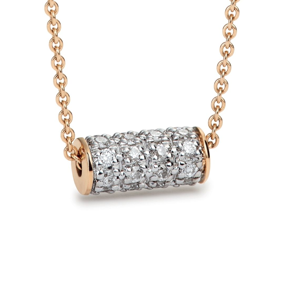 collier mini straw diamants, or rose