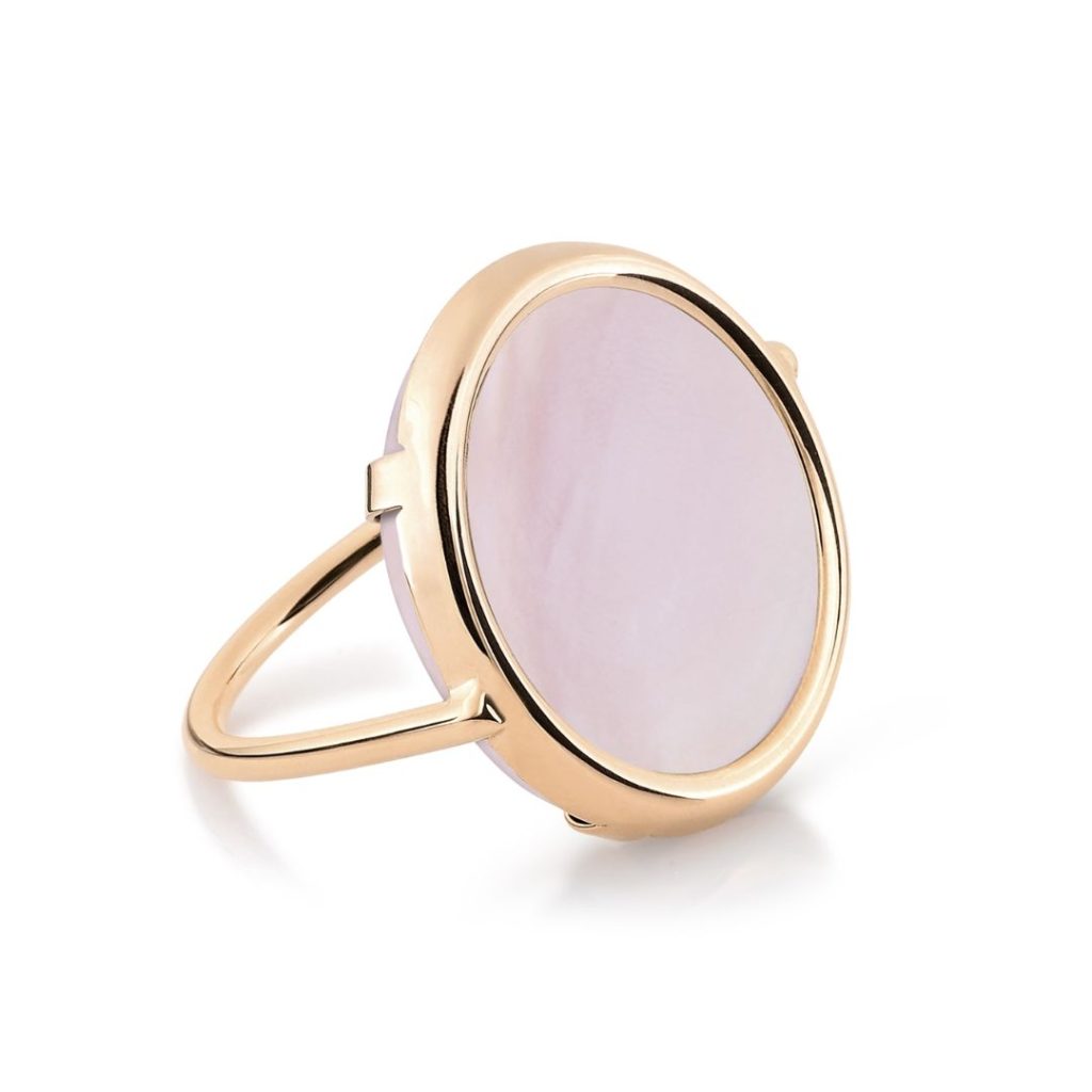 bague disc ring nacre rose, or rose, t 53