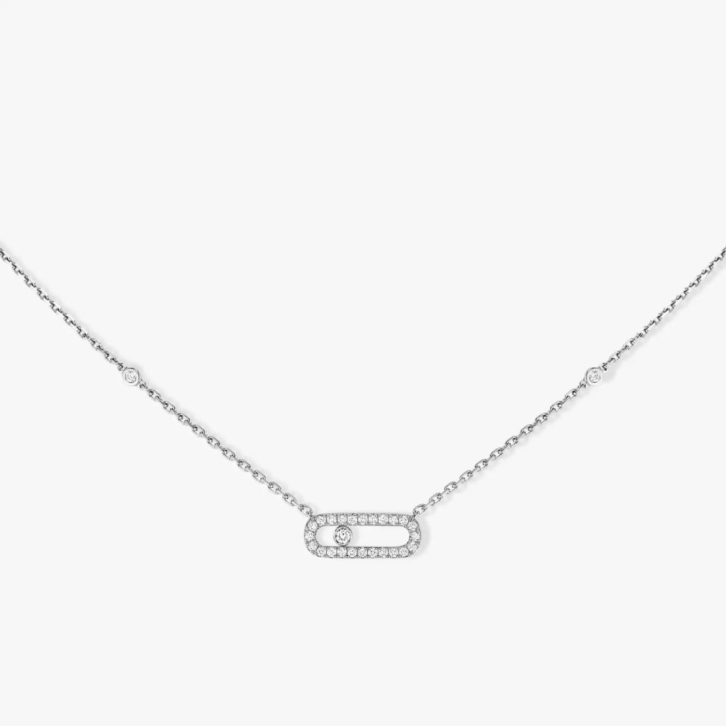 collier move uno pavé, or blanc