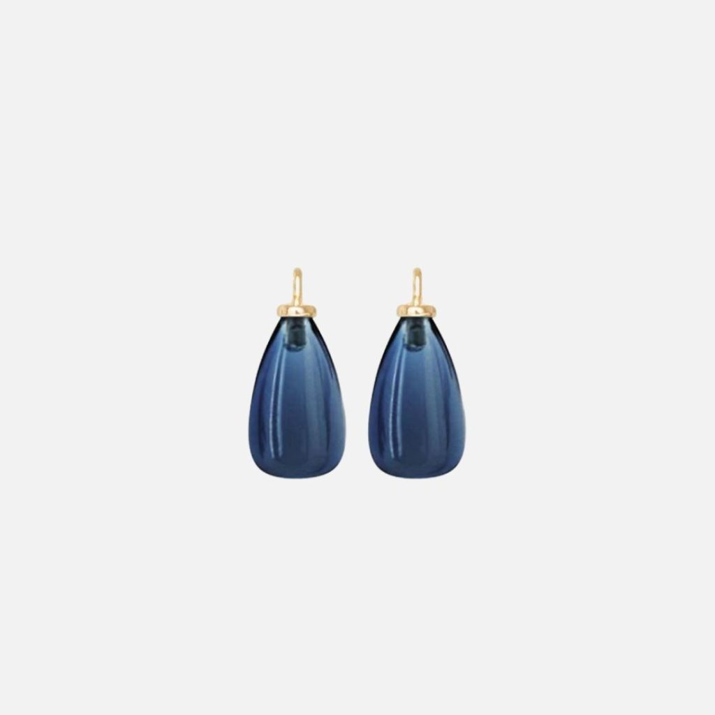 pendants d'oreilles lotus topaze blue london, or jaune