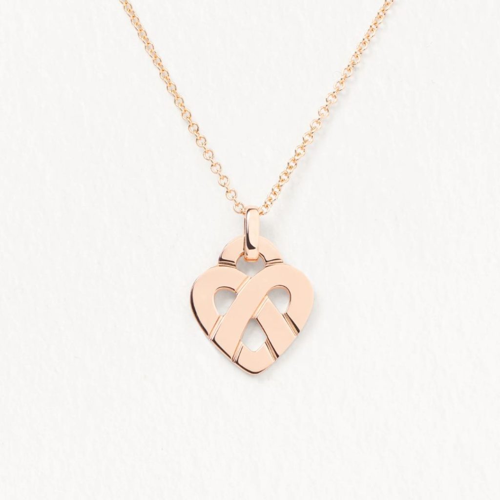 pendentif coeur entrelacé pm, or rose
