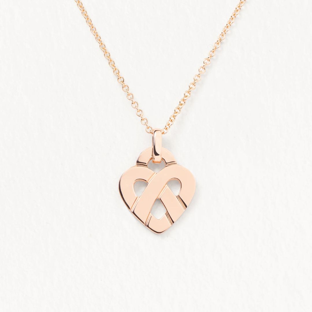 pendentif coeur entrelacé pm, or rose
