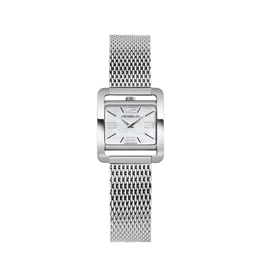 montre v avenue, nacre & maille milanaise