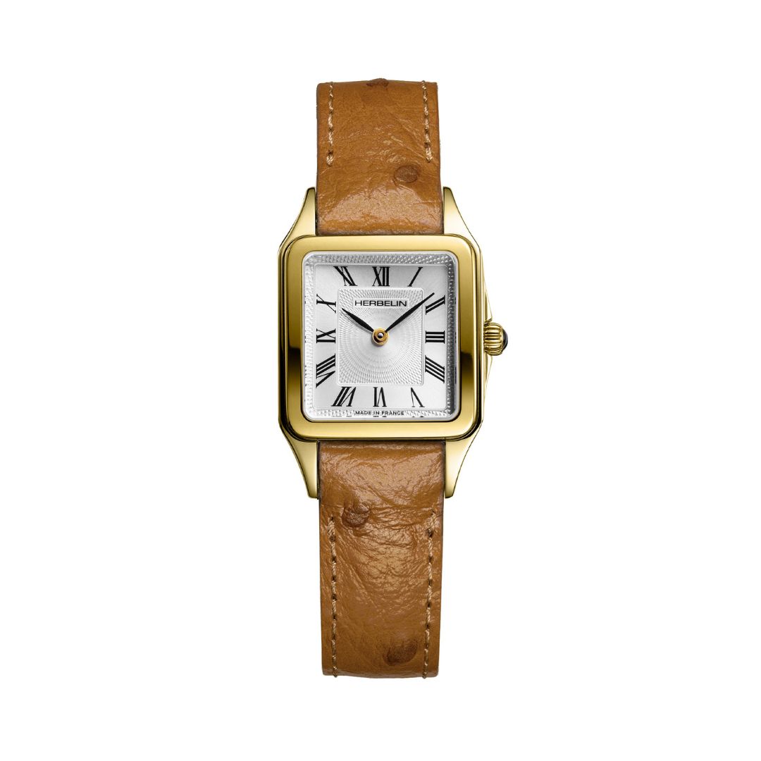 montre luna doré & cuir camel