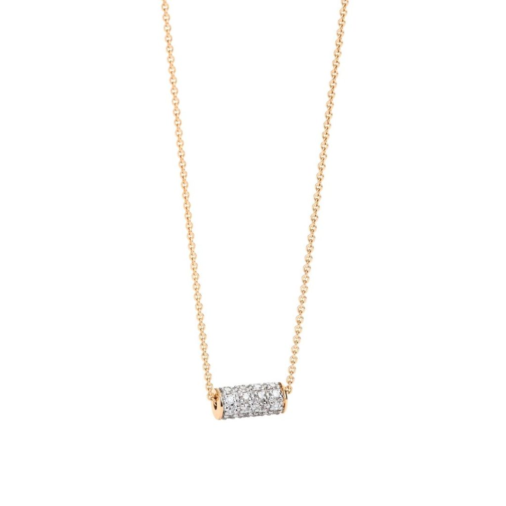 collier mini straw diamants, or rose