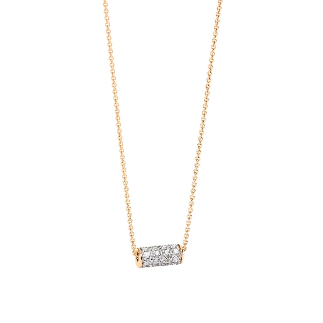 collier mini straw diamants, or rose