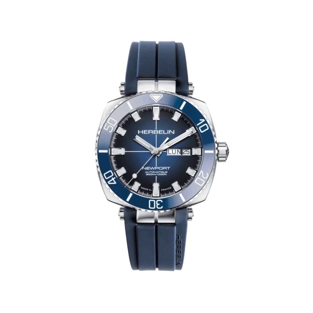 montre newport diver, acier & bleu