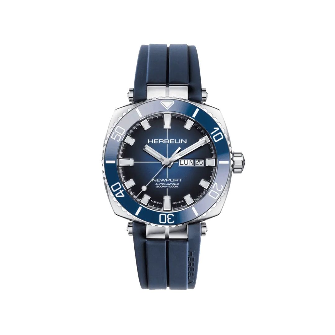montre newport diver, acier & bleu
