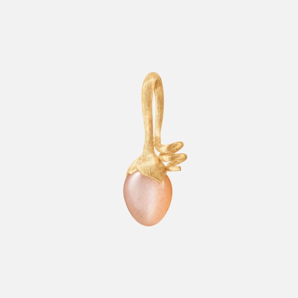 pendentif lotus pierre de lune rosée, or jaune
