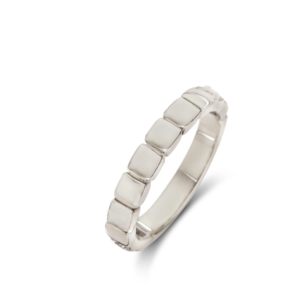 bague ischia basics, motif coussin, or blanc, t 53