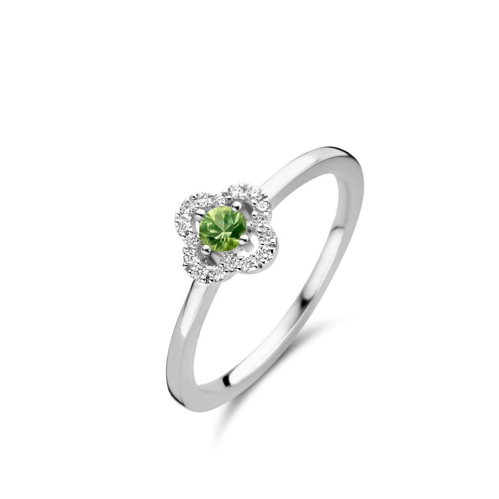 bague salina saphir vert et diamants, or blanc, t 54