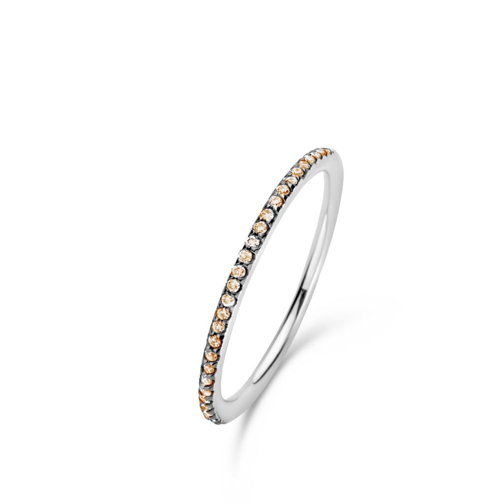 bague ischia basic, 29 diamants bruns, or blanc