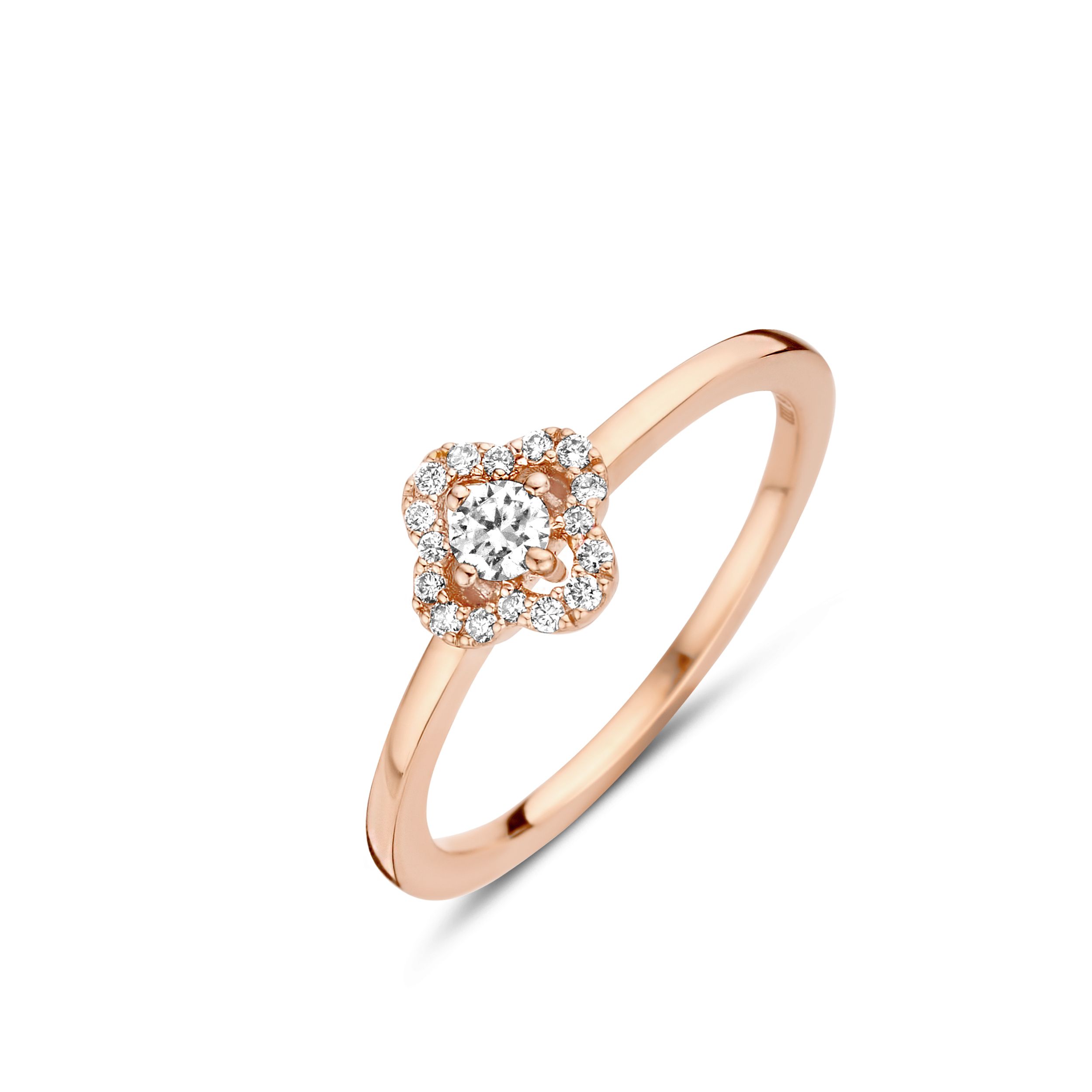 bague salina trèfle, diamants, or rose, t 53