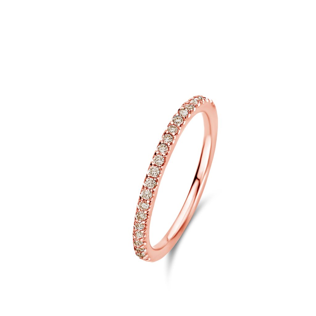 bague ischia basics, 22 diamants bruns, or rose, t 54