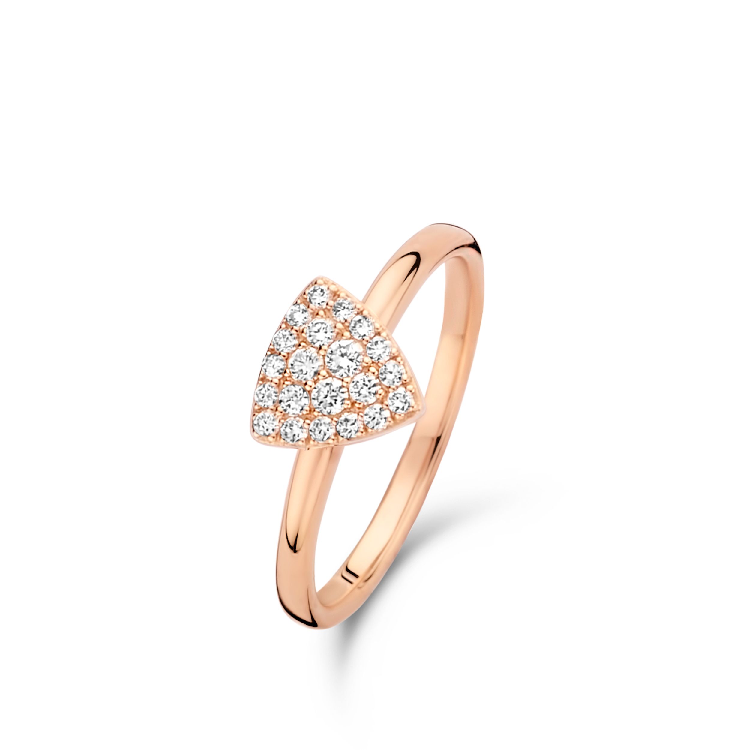 bague eolo, tête troïdia, diamants or rose, t 54